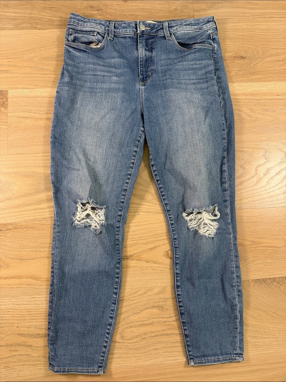 L'AGENCE Margot High Rise Skinny Jeans Distressed Blue Size 32